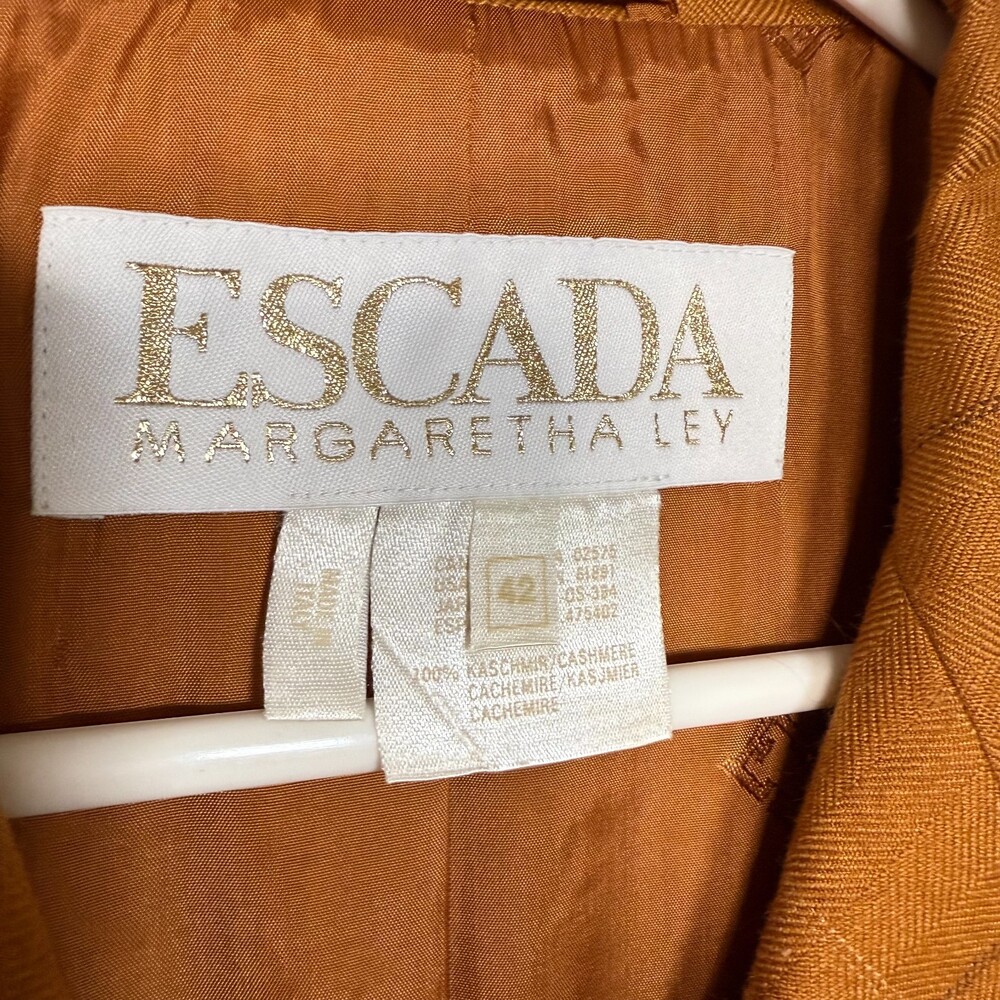 Cashmere Vintage Escada Margaretha Ley Plaid Blazer Jacket Rust Gold US 10 - Picture 5 of 13